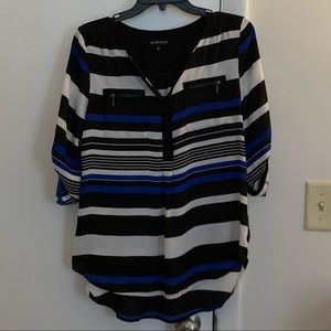 Blue and black striped blouse